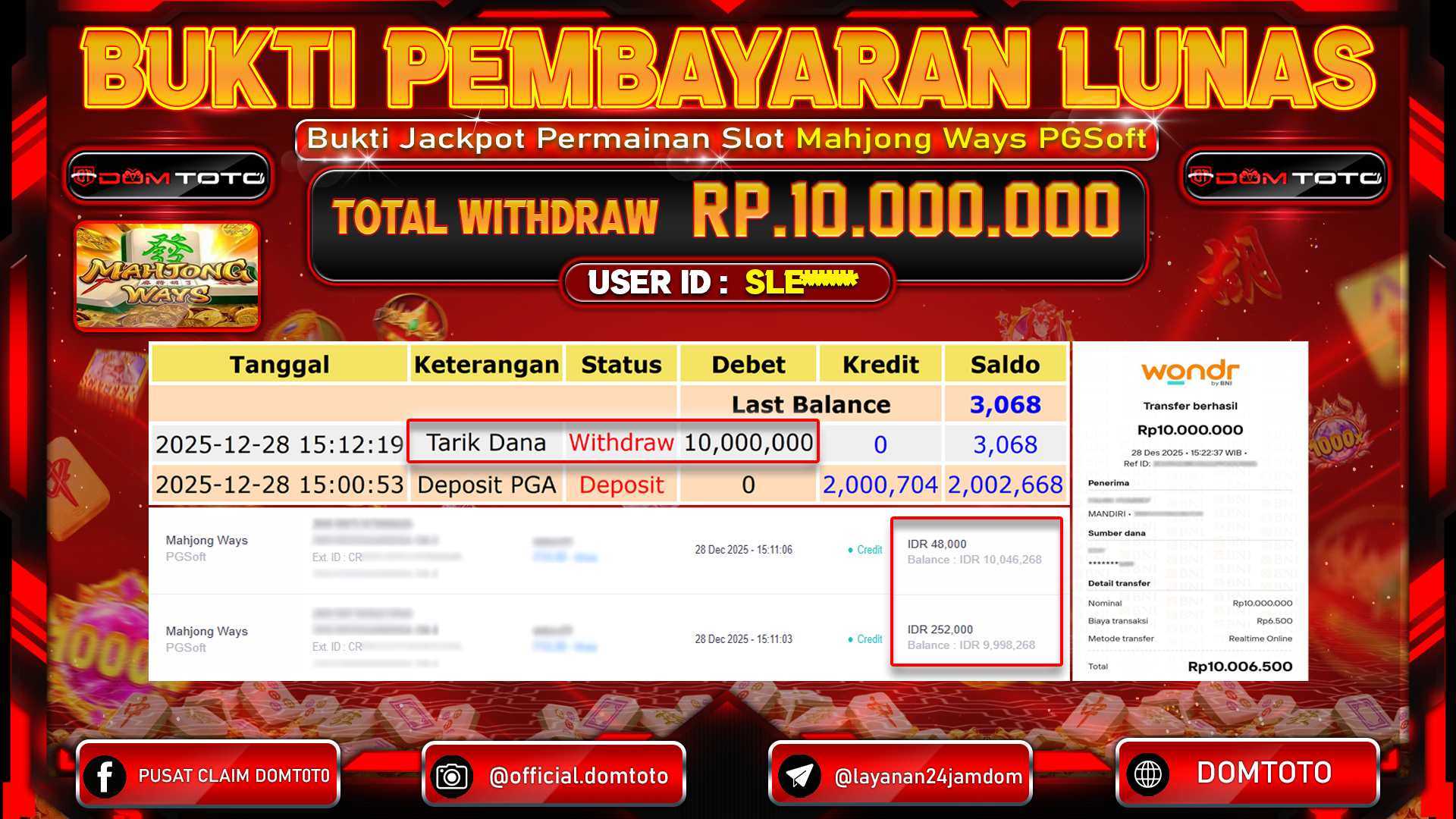 JACKPOT SLOT Mahjong Ways PGSoft 28 DECEMBER 2025